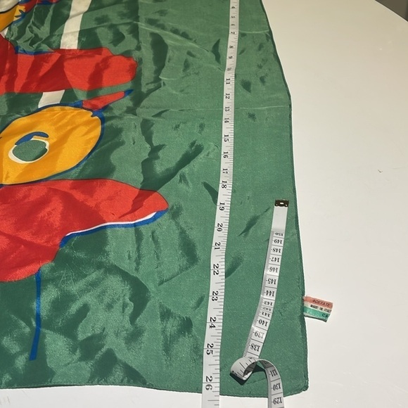 Olivia Rosselli Abstract Bird Scarf, Vintage Green Square Scarf Made in Italy. - Picture 8 of 8